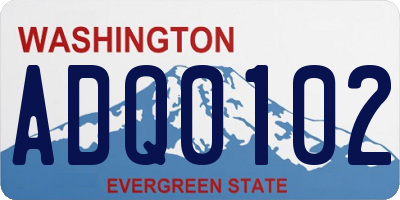WA license plate ADQ0102