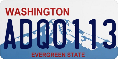 WA license plate ADQ0113