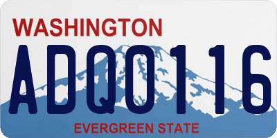WA license plate ADQ0116