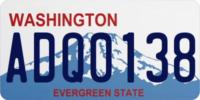 WA license plate ADQ0138