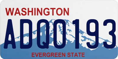 WA license plate ADQ0193