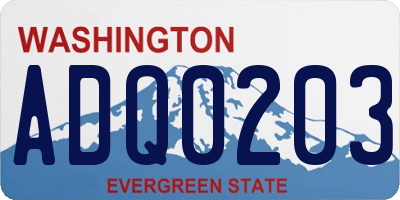 WA license plate ADQ0203