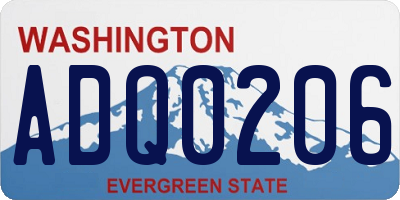 WA license plate ADQ0206