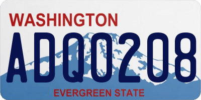 WA license plate ADQ0208