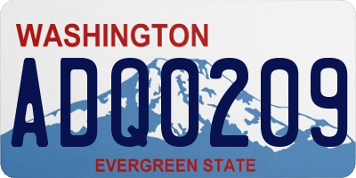 WA license plate ADQ0209