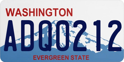 WA license plate ADQ0212
