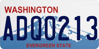 WA license plate ADQ0213