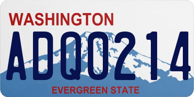 WA license plate ADQ0214
