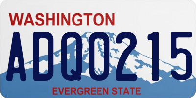 WA license plate ADQ0215