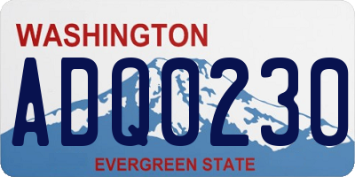 WA license plate ADQ0230
