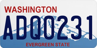 WA license plate ADQ0231