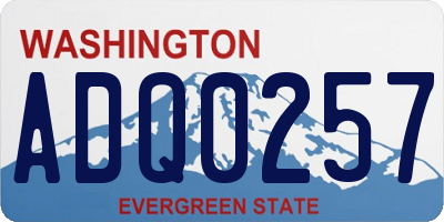 WA license plate ADQ0257