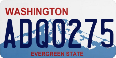 WA license plate ADQ0275