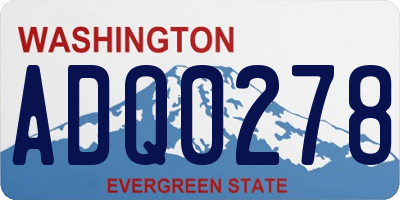WA license plate ADQ0278