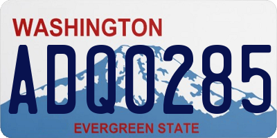 WA license plate ADQ0285