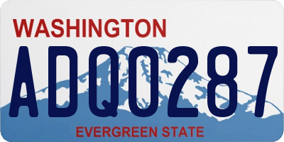 WA license plate ADQ0287