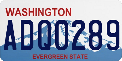 WA license plate ADQ0289