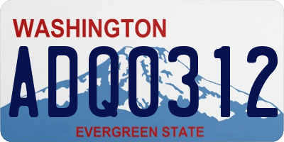 WA license plate ADQ0312
