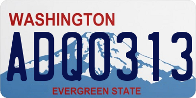 WA license plate ADQ0313