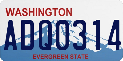 WA license plate ADQ0314