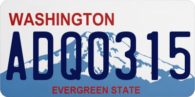 WA license plate ADQ0315