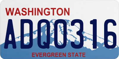 WA license plate ADQ0316