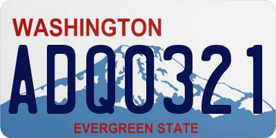 WA license plate ADQ0321