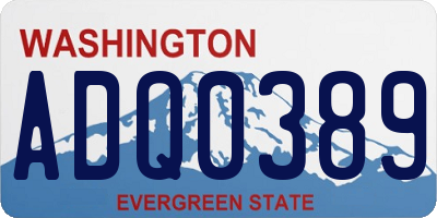 WA license plate ADQ0389