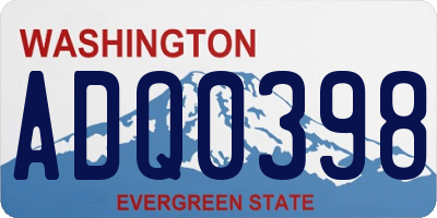 WA license plate ADQ0398