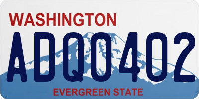 WA license plate ADQ0402