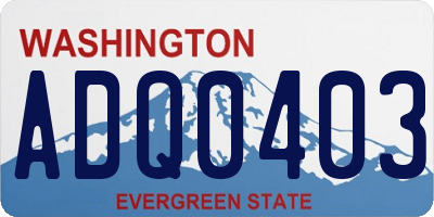 WA license plate ADQ0403