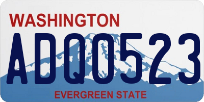 WA license plate ADQ0523