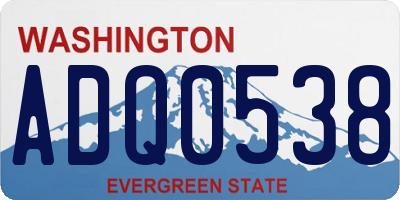 WA license plate ADQ0538