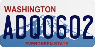 WA license plate ADQ0602