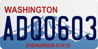 WA license plate ADQ0603