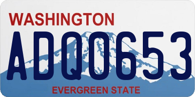 WA license plate ADQ0653