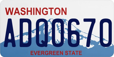 WA license plate ADQ0670
