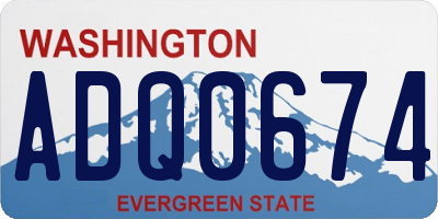 WA license plate ADQ0674