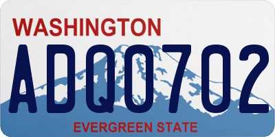 WA license plate ADQ0702