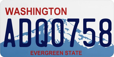 WA license plate ADQ0758