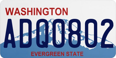 WA license plate ADQ0802