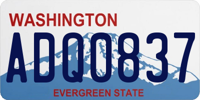 WA license plate ADQ0837