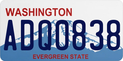 WA license plate ADQ0838