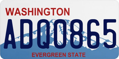 WA license plate ADQ0865