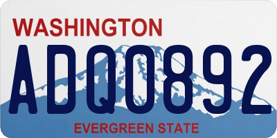 WA license plate ADQ0892