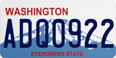 WA license plate ADQ0922