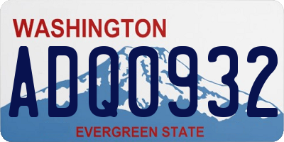 WA license plate ADQ0932