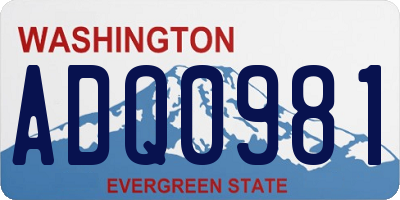 WA license plate ADQ0981