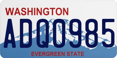 WA license plate ADQ0985