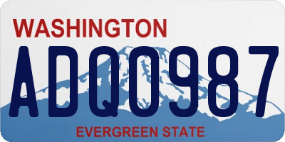 WA license plate ADQ0987